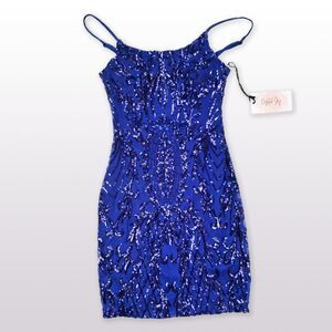 NWT Crystal Sky Royal Blue Sparkle Sequin Party Dress Tiny/Junior Size XS